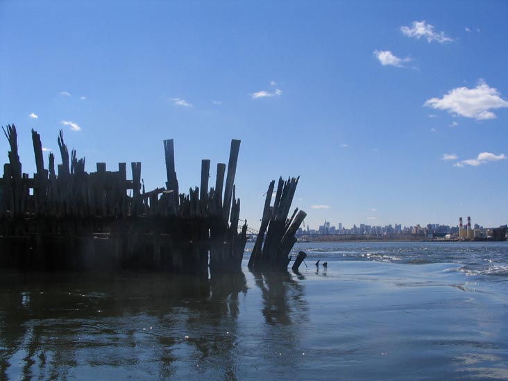 Manhattan Skyline From North Brother Island Docks, East River, The Bronx