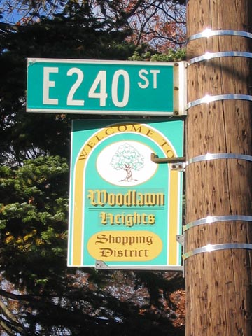 Welcome To Woodlawn Heights Shopping District Sign, 240th Street and Katonah Avenue, Woodlawn, The Bronx