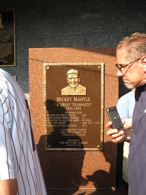 Mickey Mantle Plaque, Monument Park, Yankee Stadium, The Bronx, June 7, 2011