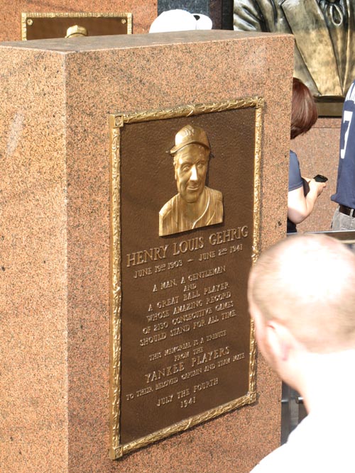 Lou Gehrig Plaque, Monument Park, Yankee Stadium, The Bronx, June 7, 2011