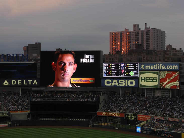 Jorge Posada On Jumbotron, Terrace Suite Section 319, New York Yankees vs. Seattle Mariners, Yankee Stadium, The Bronx, July 1, 2009