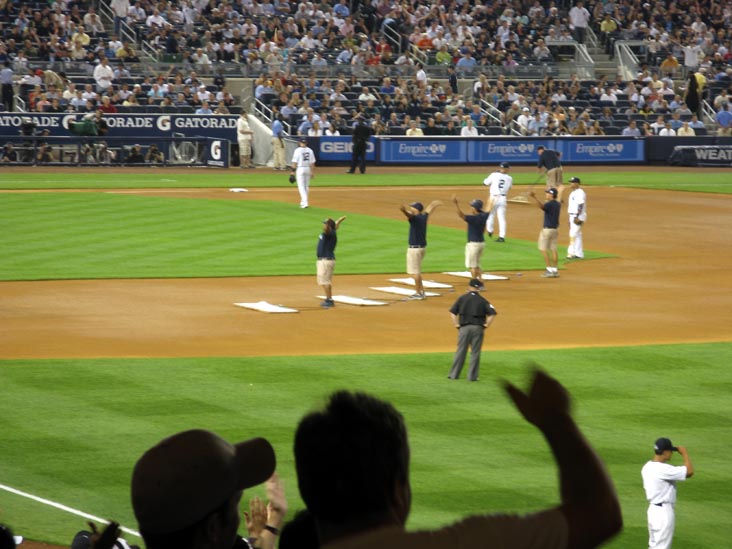 YMCA Groundskeeping Crew, View From Field Level Concourse In Outfield, New York Yankees vs. Seattle Mariners, Yankee Stadium, The Bronx, July 1, 2009