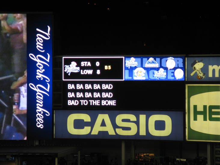 Bad To The Bone Closed Captioning, New York Yankees vs. Seattle Mariners, Yankee Stadium, The Bronx, July 1, 2009