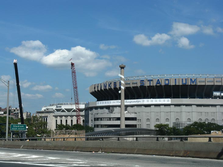 The Big Bat, Old Yankee Stadium And New Yankee Stadium From Major Deegan Expressway, The Bronx, August 23, 2008