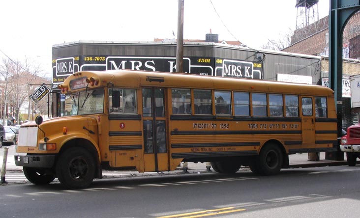 Schoolbus, New Utrecht Avenue at 45th Street, Borough Park, Brooklyn