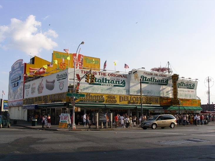 Nathan's, Surf and Stillwell Avenues, SW Corner, Coney Island, Brooklyn, July 9, 2004