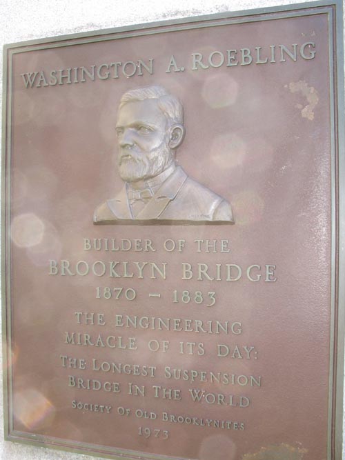 Washington A. Roebling Plaque, Columbus Park, Downtown Brooklyn