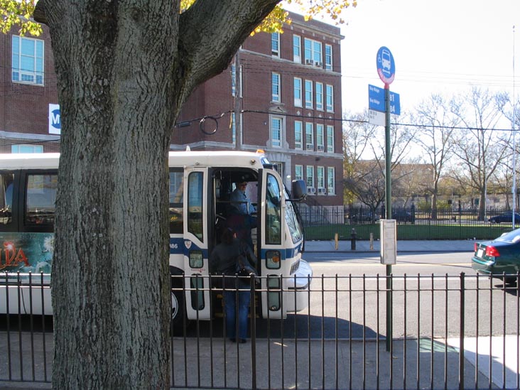 Bus Stop at Meucci Square, Gravesend, Brooklyn