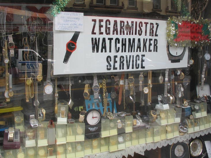 Zegarmistrz, Watchmaker Service, Manhattan Avenue, Greenpoint, Brooklyn, February 21, 2004