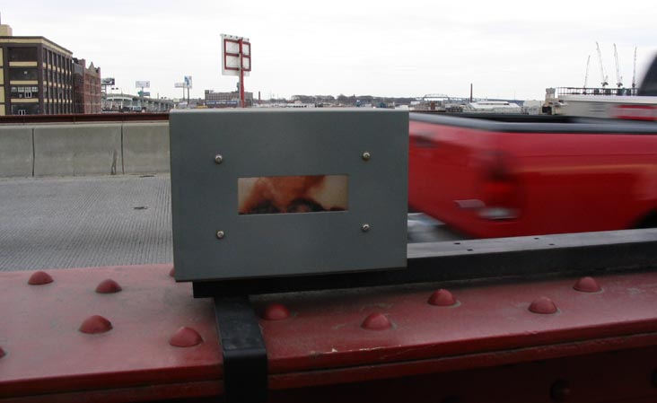 Premonition: Maspeth Holders Memorial Viewing Box, Pulaski Bridge, Greenpoint, Brooklyn, March 2004