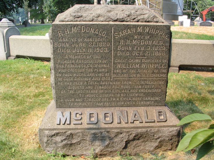 McDonald Grave, Greenwood Cemetery, Brooklyn