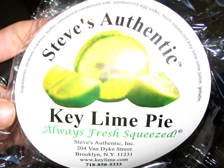 Label, Steve's Authentic Key Lime Pie, 204 Van Dyke Street, Pier 41, Red Hook, Brooklyn