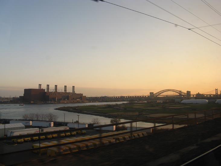 Randalls Island and Hell Gate Bridge, Amtrak Train Through New York City, November 22, 2009