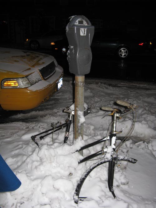 Bicycle Buried in Snow, Vernon Boulevard, Hunters Point, Long Island City, Queens, December 21, 2008