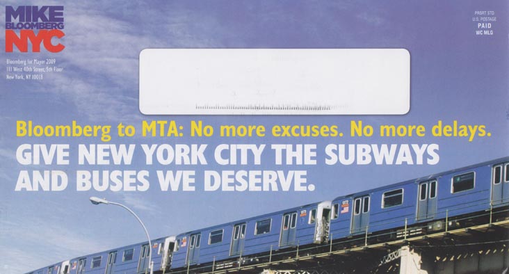 Bloomberg For Mayor 2009 Give New York City The Subways And Buses We Deserve Campaign Literature