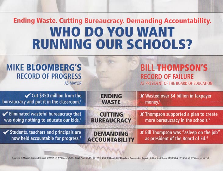 Bloomberg For Mayor 2009 Schools Campaign Literature