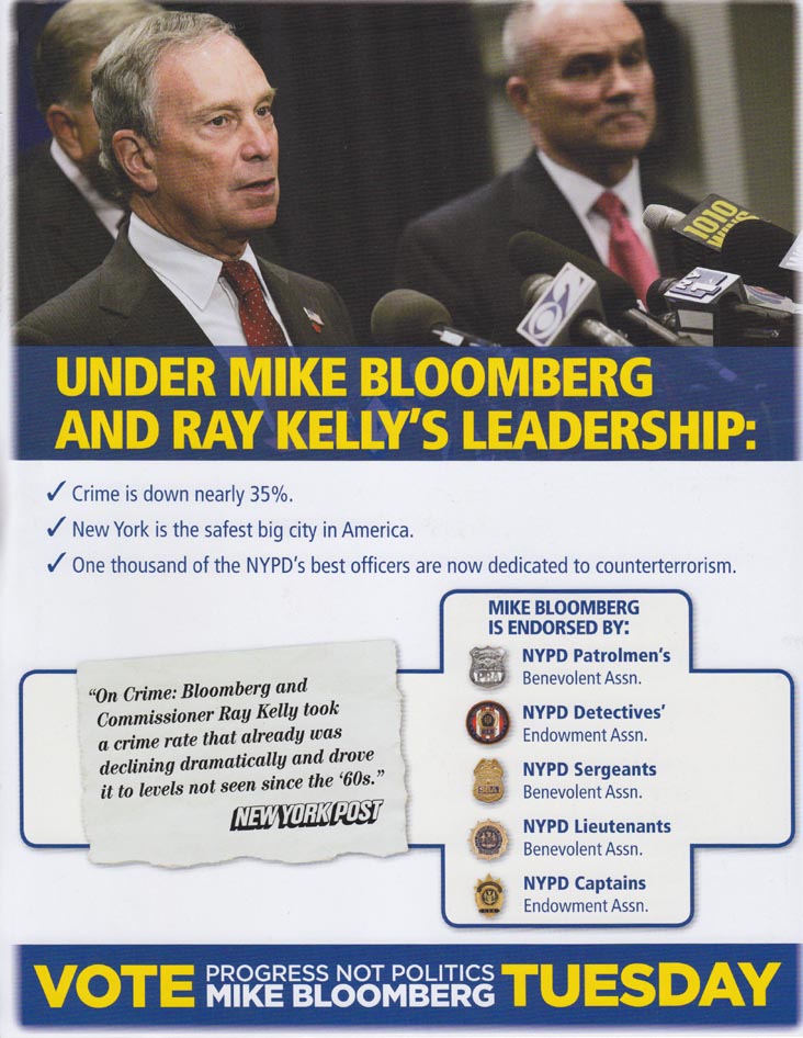Bloomberg For Mayor 2009 Under Mike Bloomberg And Ray Kelly's Leadership . . . Campaign Literature