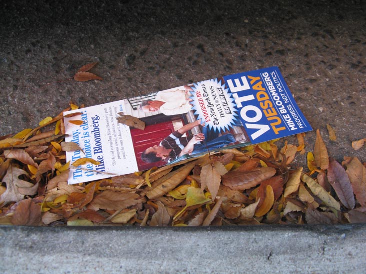 Bloomberg For Mayor 2009 This Tuesday The Choice Is Clear Campaign Literature, Vernon Boulevard Between 48th and 49th Avenues, Hunters Point, Long Island City, Queens, November 4, 2009, 7:47 a.m.