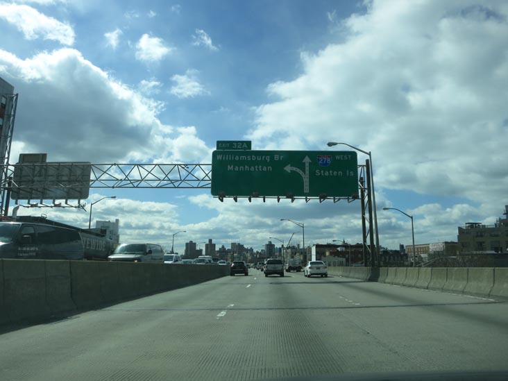 Brooklyn-Queens Expressway Approaching Williamsburg Bridge, Brooklyn, March 22, 2013