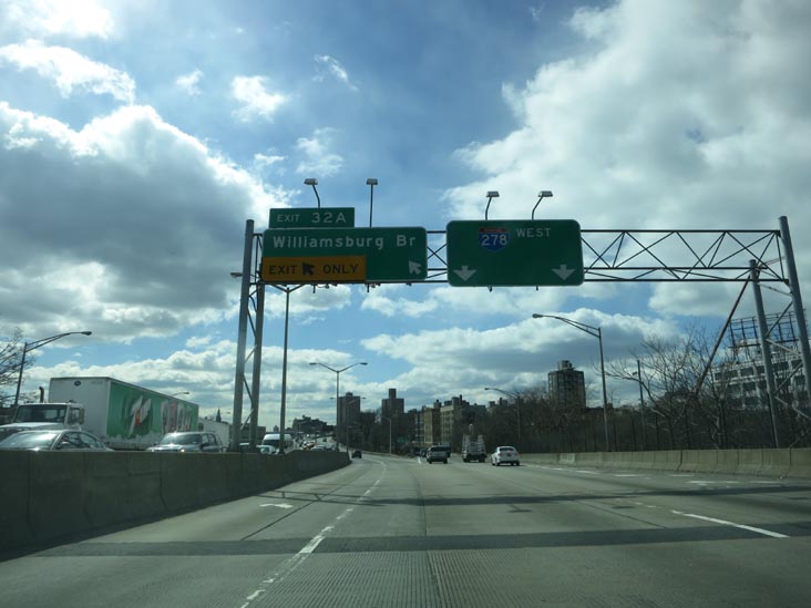 Brooklyn-Queens Expressway Approaching Williamsburg Bridge, Brooklyn, March 22, 2013