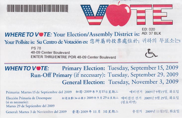 2009 Board of Elections Voting Information Mailer
