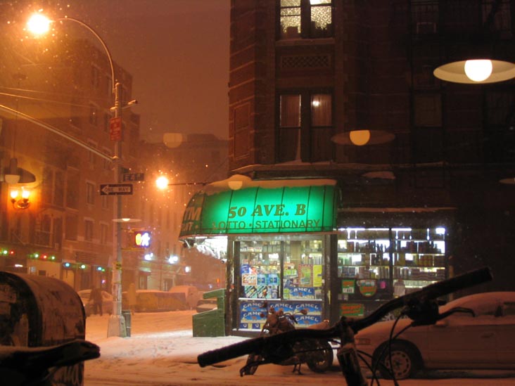 Avenue B and East 4th Street, SW Corner, January 27, 2004