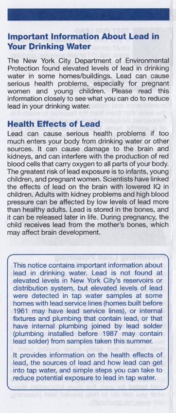 Lead Testing Kit Information, New York City Department of Environmental Protection