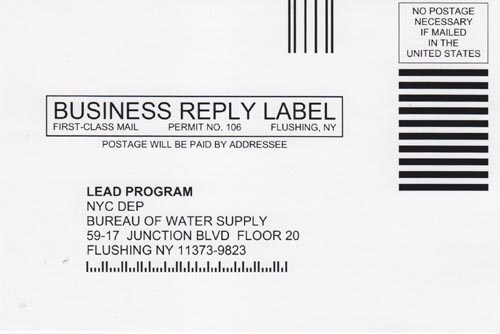 DEP Lead Testing Kit Shipping Label