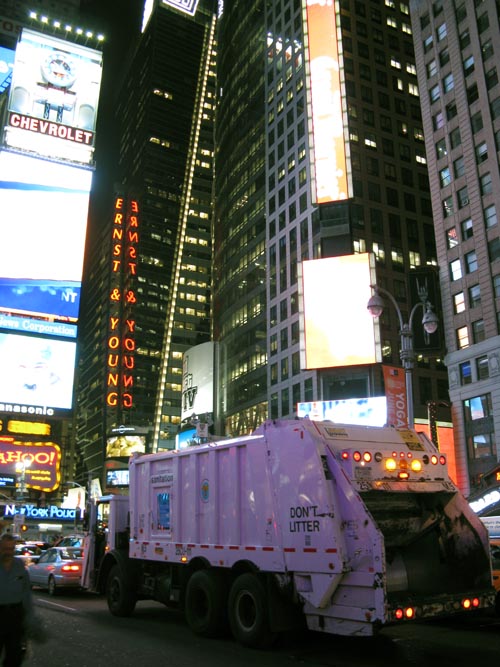 Sanitation Trash Truck, Times Square, Midtown Manhattan, May 30, 2008