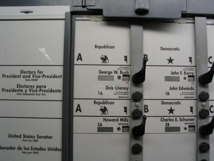 Ballot, Voting Booth, Robert F. Wagner, Jr. School (P.S. 78), 48-09 Center Boulevard, Hunters Point, Long Island City, Queens, November 2, 2004