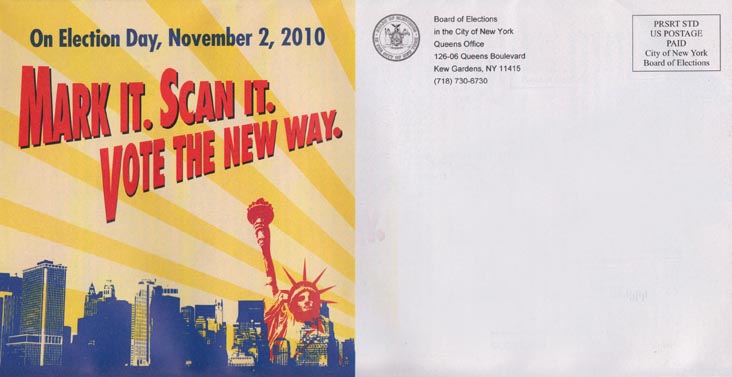"Mark It. Scan It. Vote The New Way." Board of Elections Flier