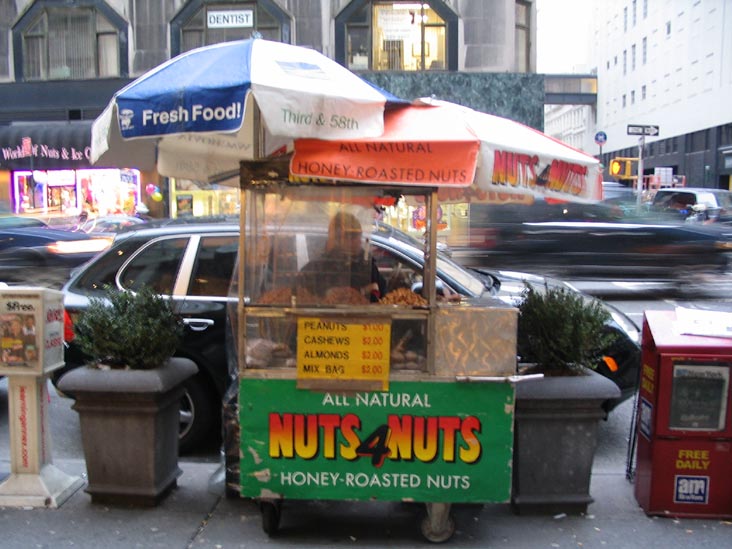Nuts 4 Nuts Cart, Lexington Avenue and 60th Street, NW Corner, Midtown Manhattan