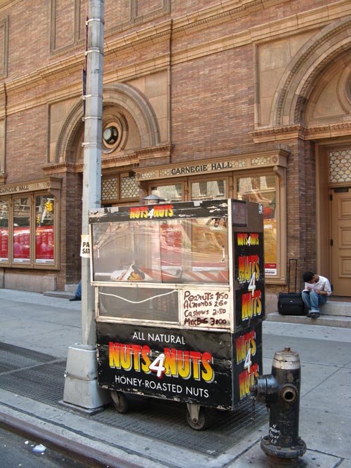 Nuts 4 Nuts Cart Outside Carnegie Hall, East Side of Seventh Avenue South of 57th Street, Midtown Manhattan, July 6, 2009