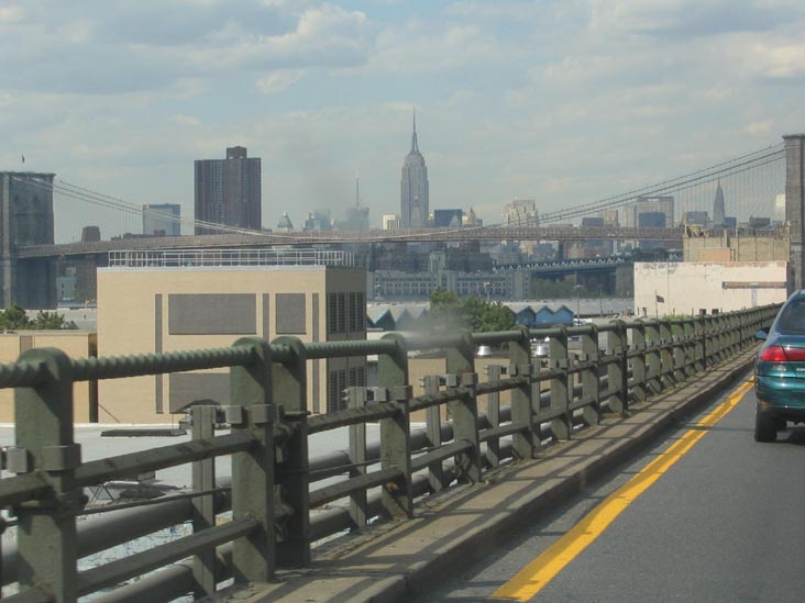 Brooklyn Bridge and Empire State Building From Brooklyn-Queens Expressway, April 27, 2006