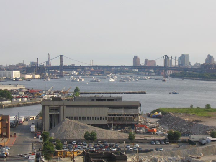 Boats Waiting to Watch the Fireworks, Williamsburg Bridge, Macy's 4th of July Fireworks From Hunters Point, Long Island City, Queens, Sunday, July 4, 2004