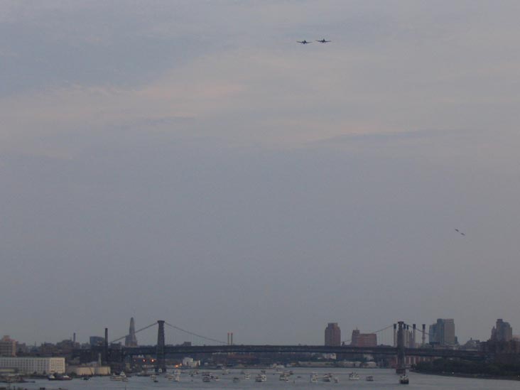 A-10 Warthogs Flying up the East River, Macy's 4th of July Fireworks From Hunters Point, Long Island City, Queens, Sunday, July 4, 2004