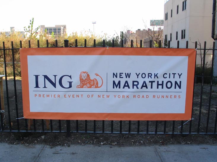 ING New York City Marathon Banner, Vernon Boulevard Near 48th Avenue, Hunters Point, Long Island City, Queens, November 7, 2004