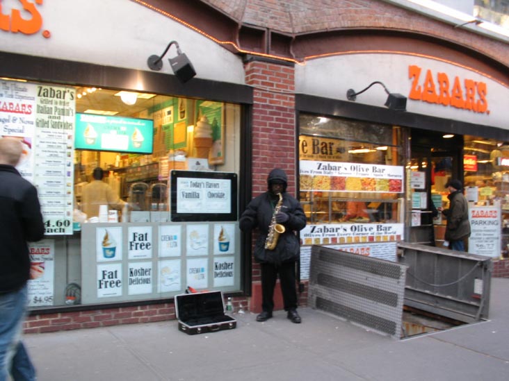 Saxophone in Front of Zabar's, 81st Street and Broadway, February 12, 2005