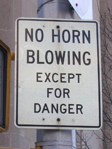 New York City Signage: No Horn Blowing
