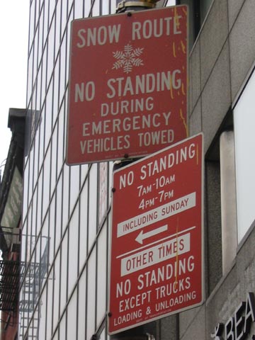 New York City Signage: Snow Route -- No Standing