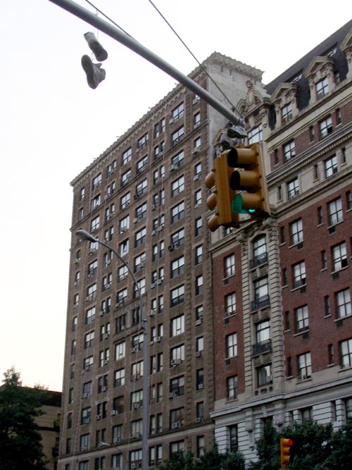 Sneakers Hanging From Light Pole, 103rd Street and Broadway, NE Corner, Upper West Side, Manhattan