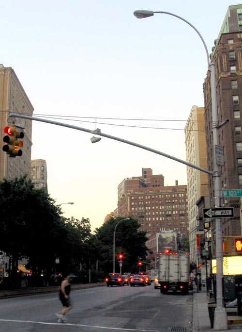 Sneakers Hanging From Light Pole, 103rd Street and Broadway, NE Corner, Upper West Side, Manhattan