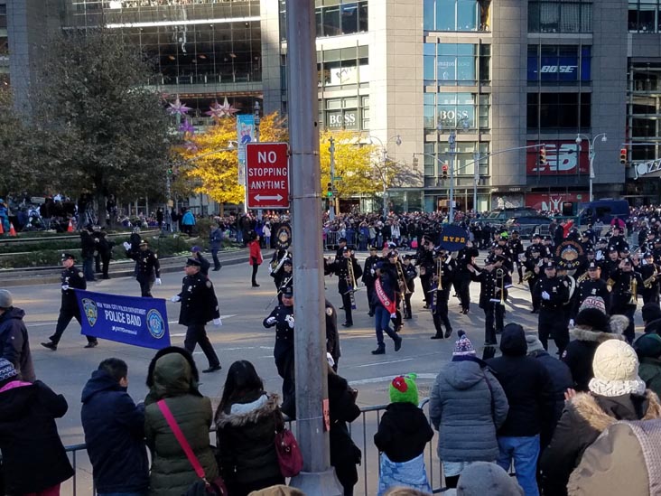 New York City Police Department Police Band, Macy's Thanksgiving Day Parade, Columbus Circle, Midtown Manhattan, November 23, 2017