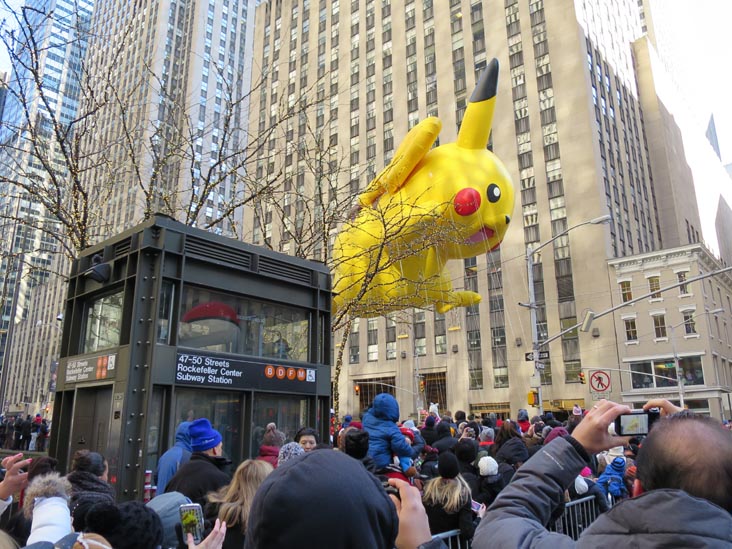 Pikachu, Macy's Thanksgiving Day Parade, 49th Street and Sixth Avenue, Midtown Manhattan, November 28, 2013