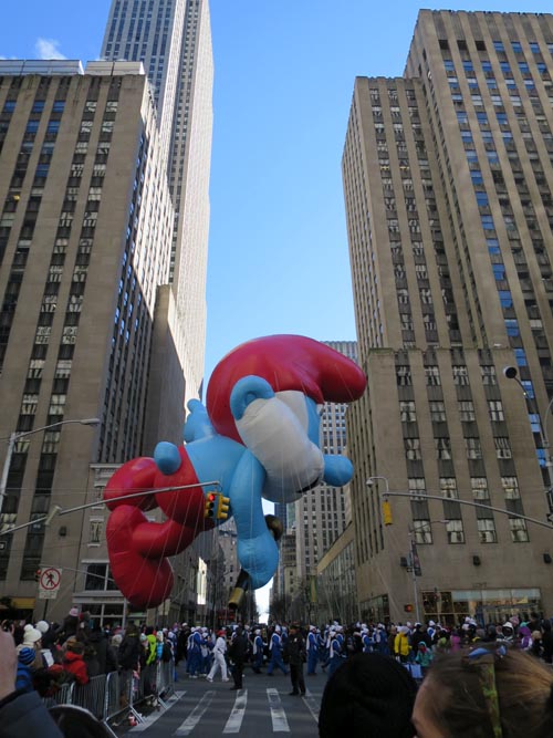 Papa Smurf, Macy's Thanksgiving Day Parade, 49th Street and Sixth Avenue, Midtown Manhattan, November 28, 2013