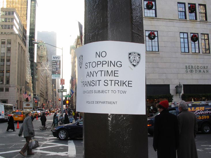 Fifth Avenue Notice, Transit Strike, December 22, 2005