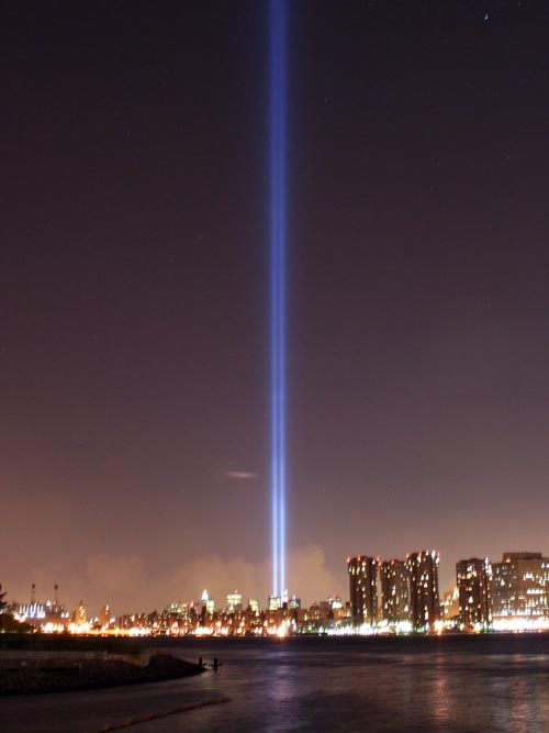 Tribute in Light from Hunters Point, Long Island City, Queens, September 11, 2007