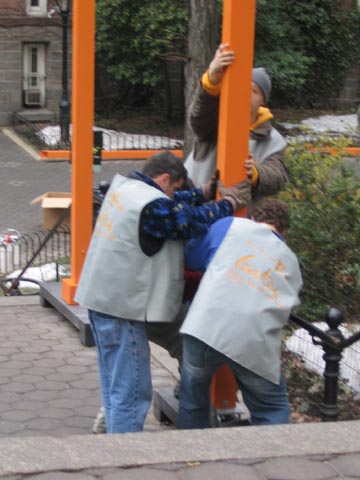 Placing Support Beams, Preparations for Christo and Jeanne Claude's The Gates Project, Central Park, February 9, 2005