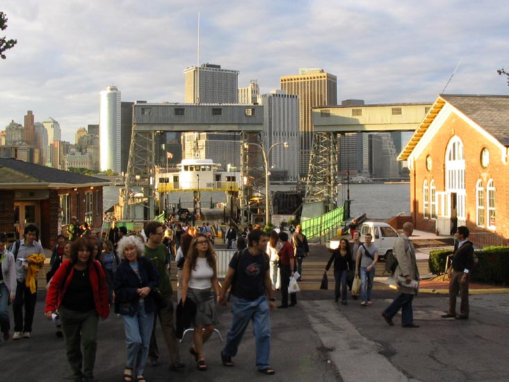 Ferry Dock, Governors Island, Lower Manhattan in Distance, New York City