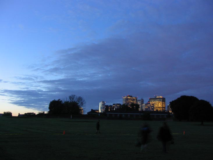 Parade Ground at Dusk, Lower Manhattan in Distance, New York City